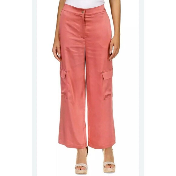Michael Kors pants Women's Solid Satin Cargo Zippered Pants Dusty Rose size M - Picture 14 of 15